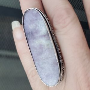 New Oversized Lepidolite 925 Silver Ring.